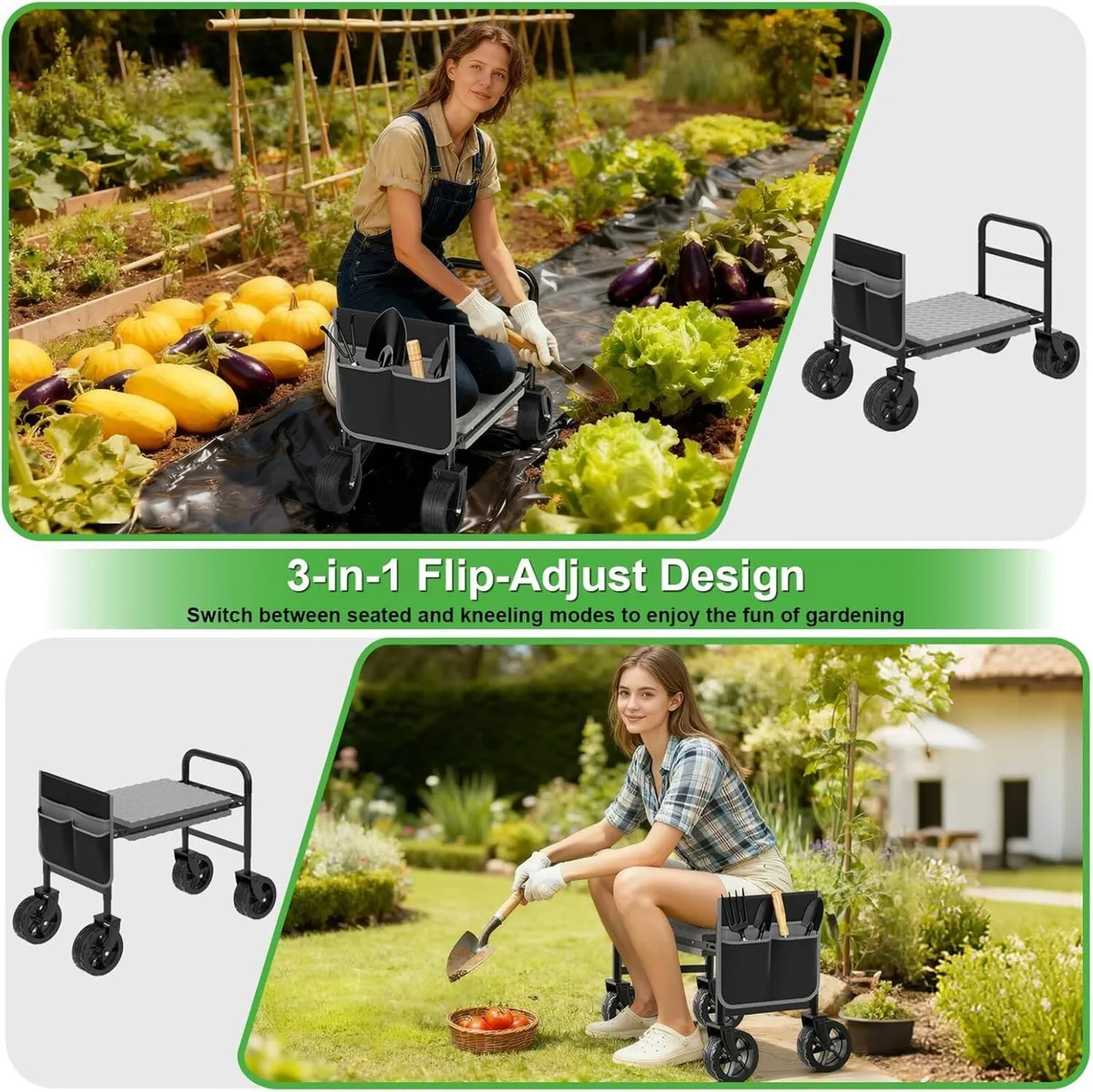 Garden Kneeler and Seat with 360degrees Wheels: - Image 4
