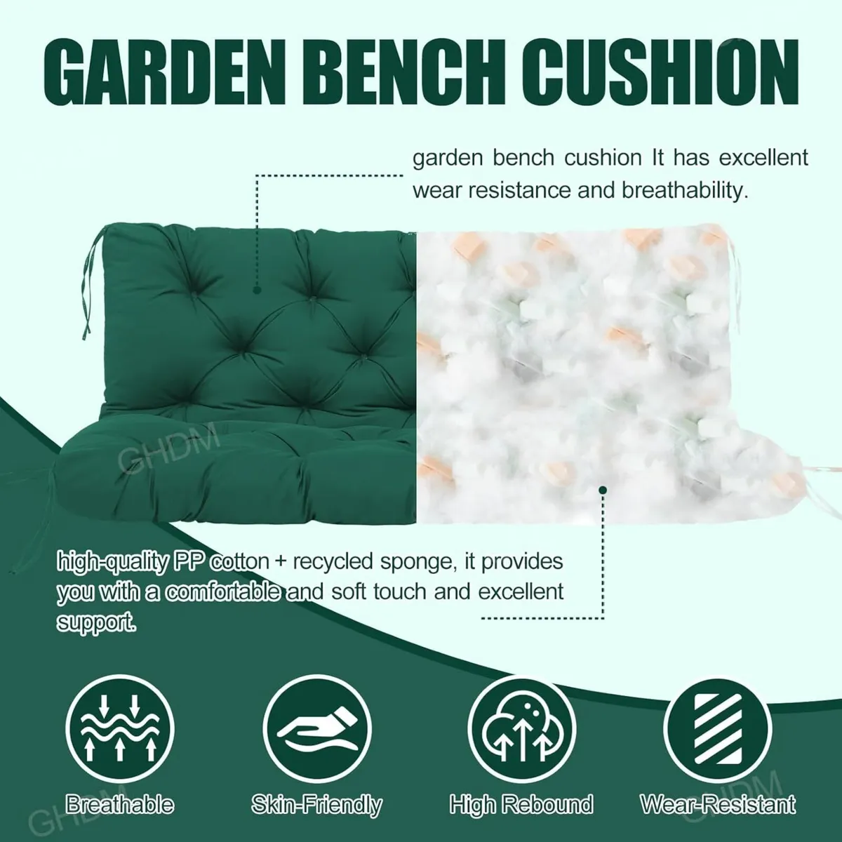 Garden Bench Cushion Thick 12cm Swing Cushions - Image 3