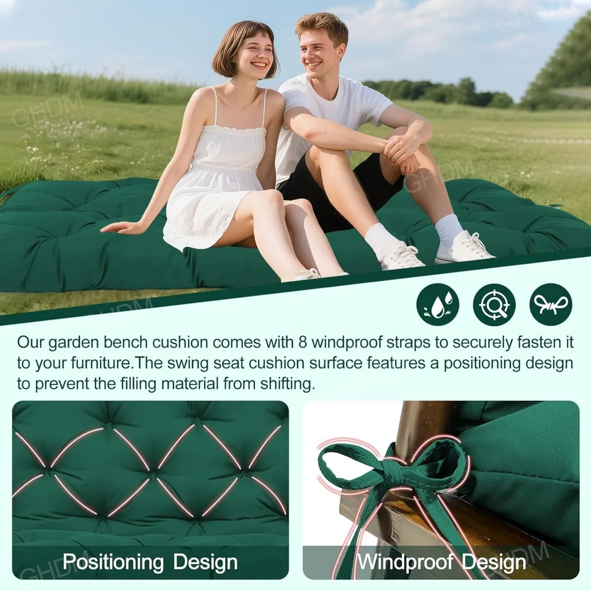 Garden Bench Cushion Thick 12cm Swing Cushions - Image 4