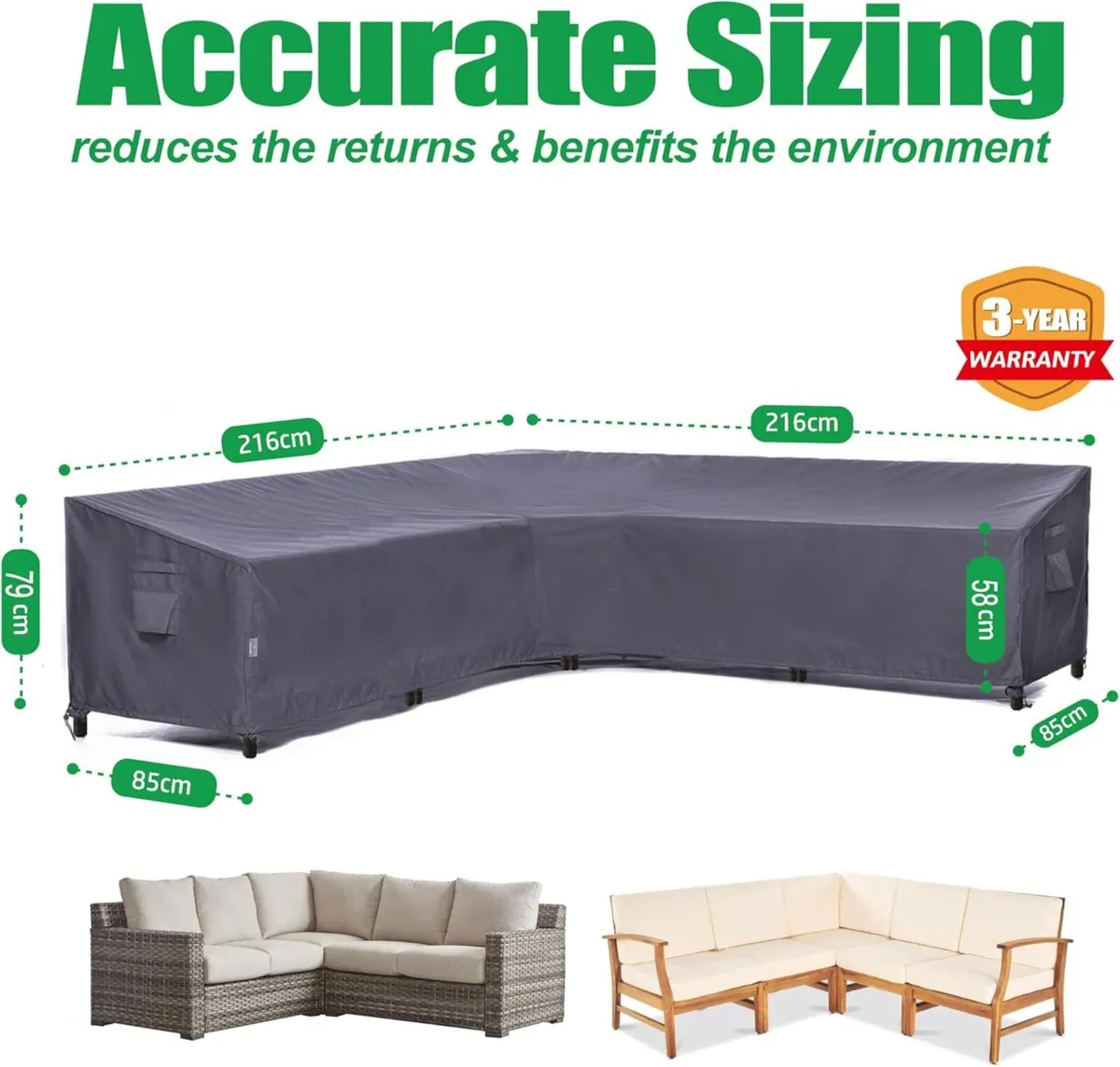 Corner Sofa Cover Waterproof 600D Heavy Duty - Image 3