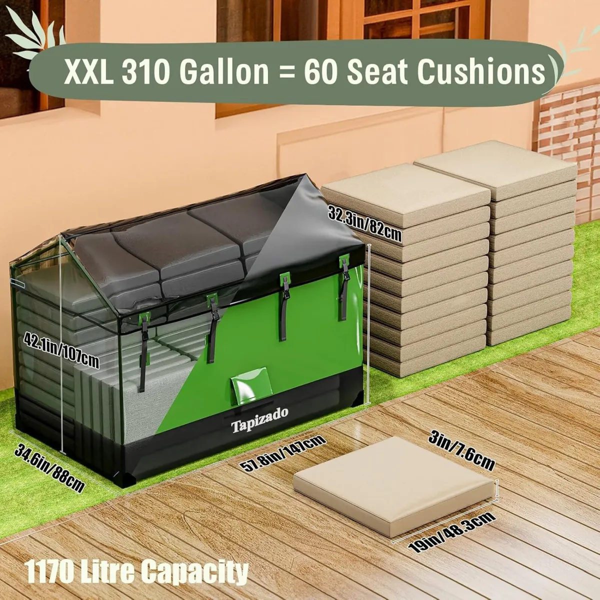 310 Gallon Extra Large Deck Boxes 1170L Capacity - Image 2