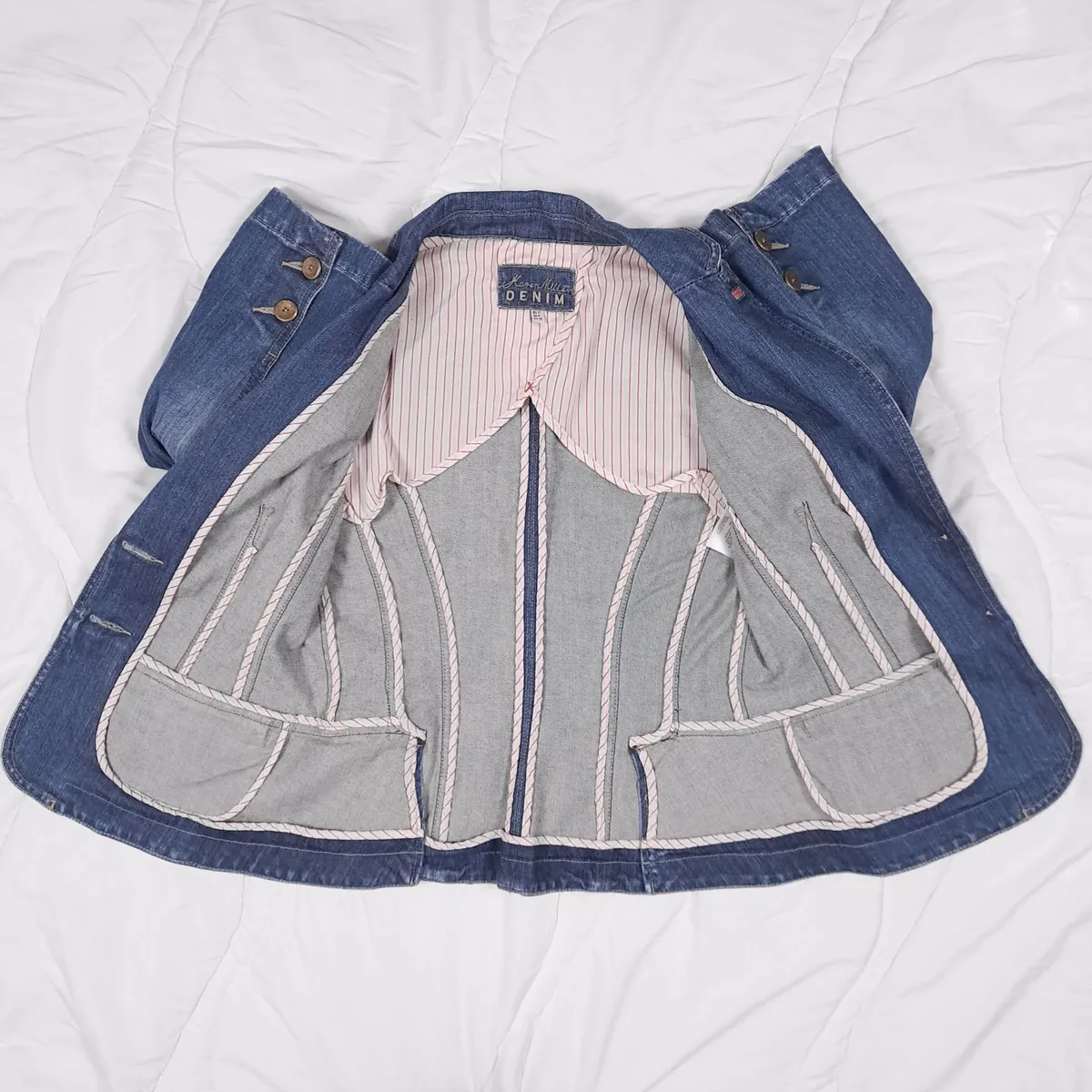 Karen Millen Y2K Blue Denim Fitted Jacket 10UK - Image 2