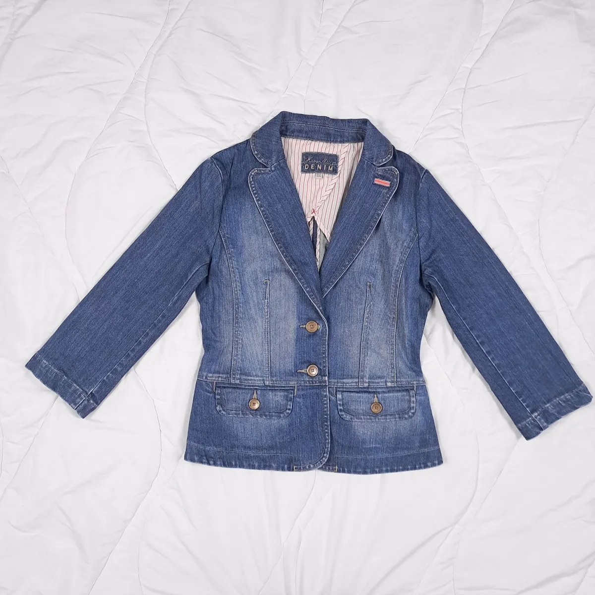 Karen Millen Y2K Blue Denim Fitted Jacket 10UK - Image 1