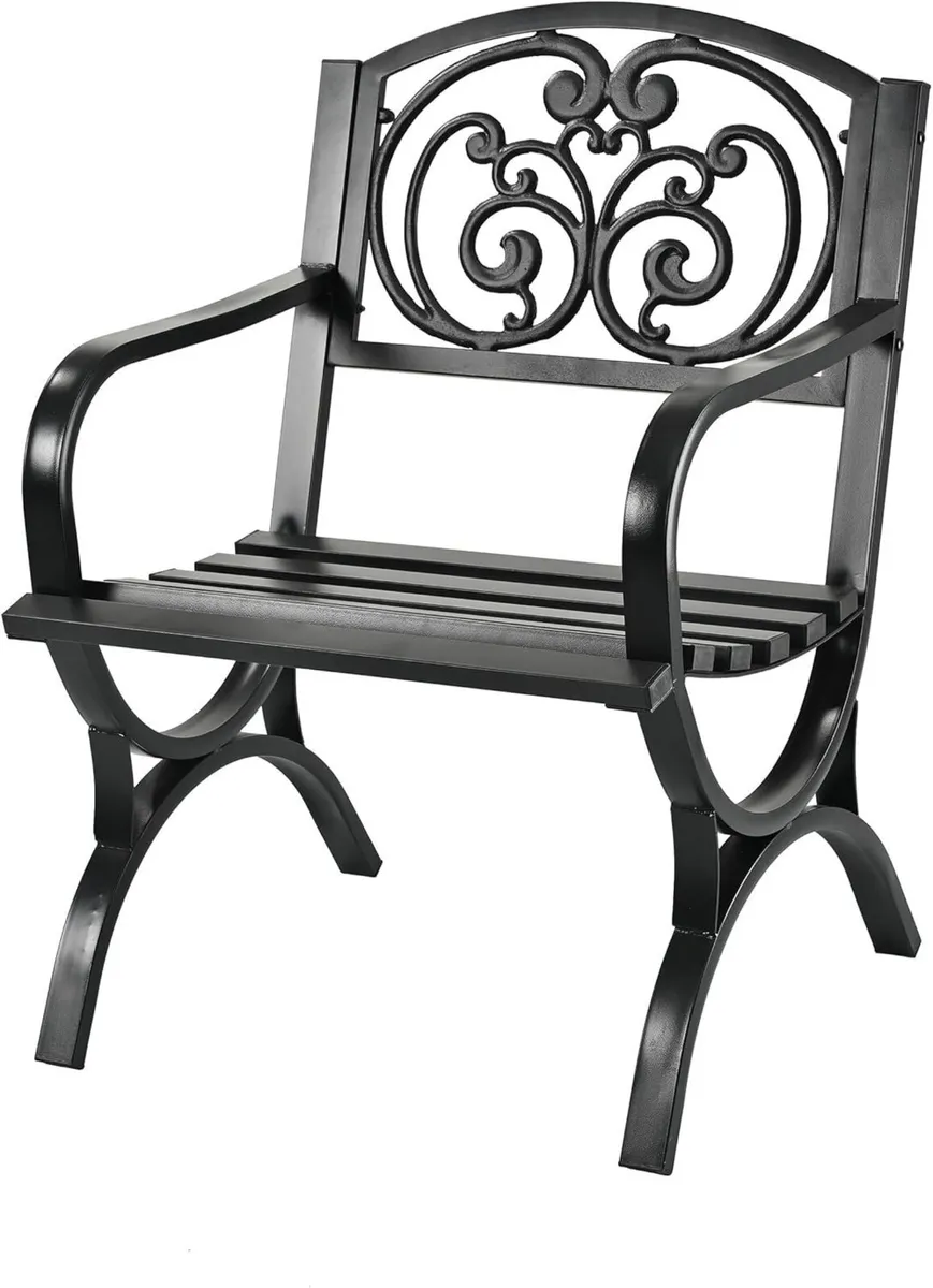 garden chair with armrests extra wide metal - Image 1