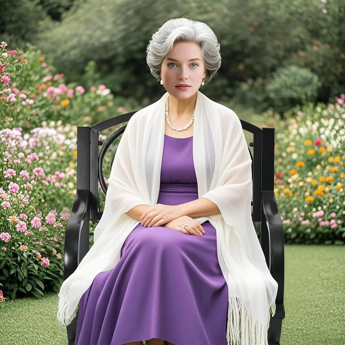 garden chair with armrests extra wide metal - Image 4