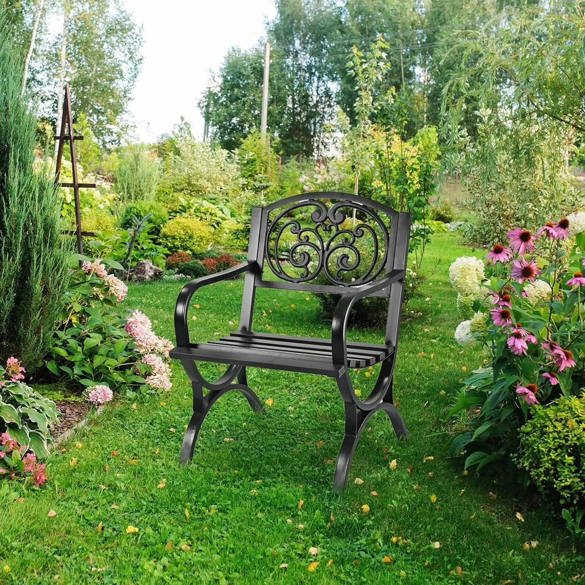 garden chair with armrests extra wide metal - Image 2