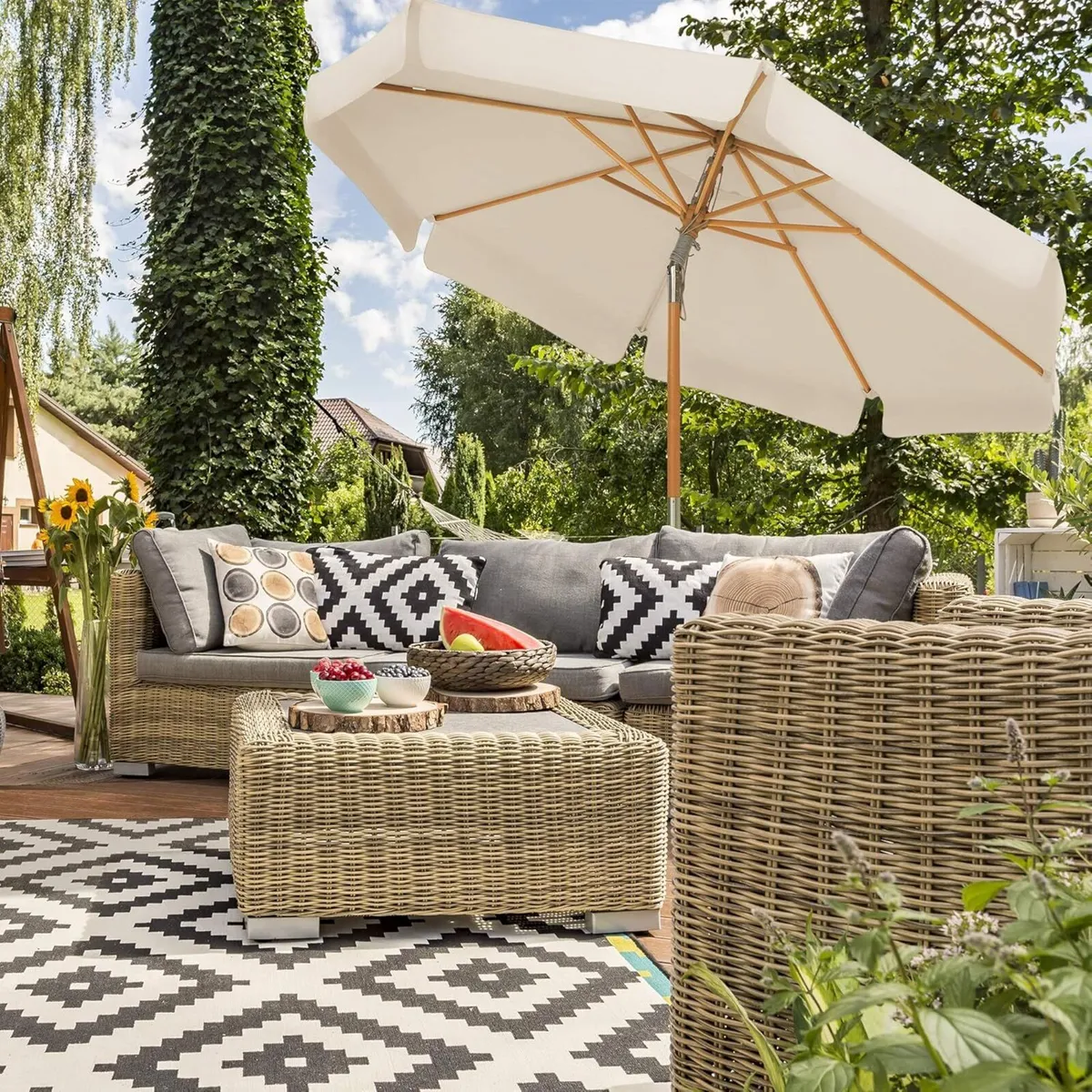 Parasol Octagonal Garden Umbrella Sun Protection - Image 2