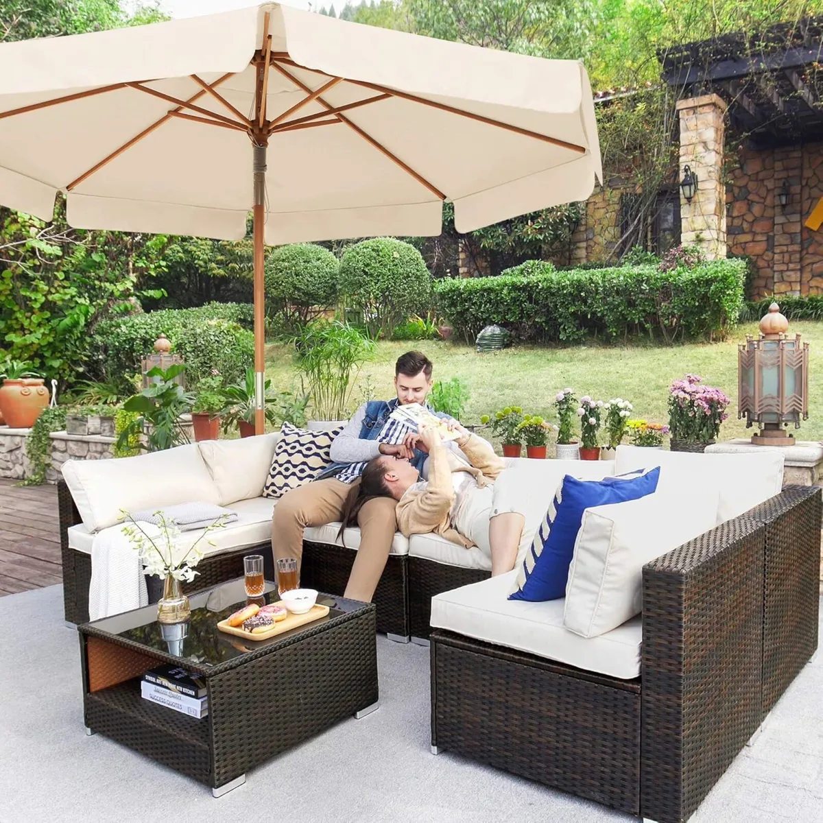 Parasol Octagonal Garden Umbrella Sun Protection - Image 4