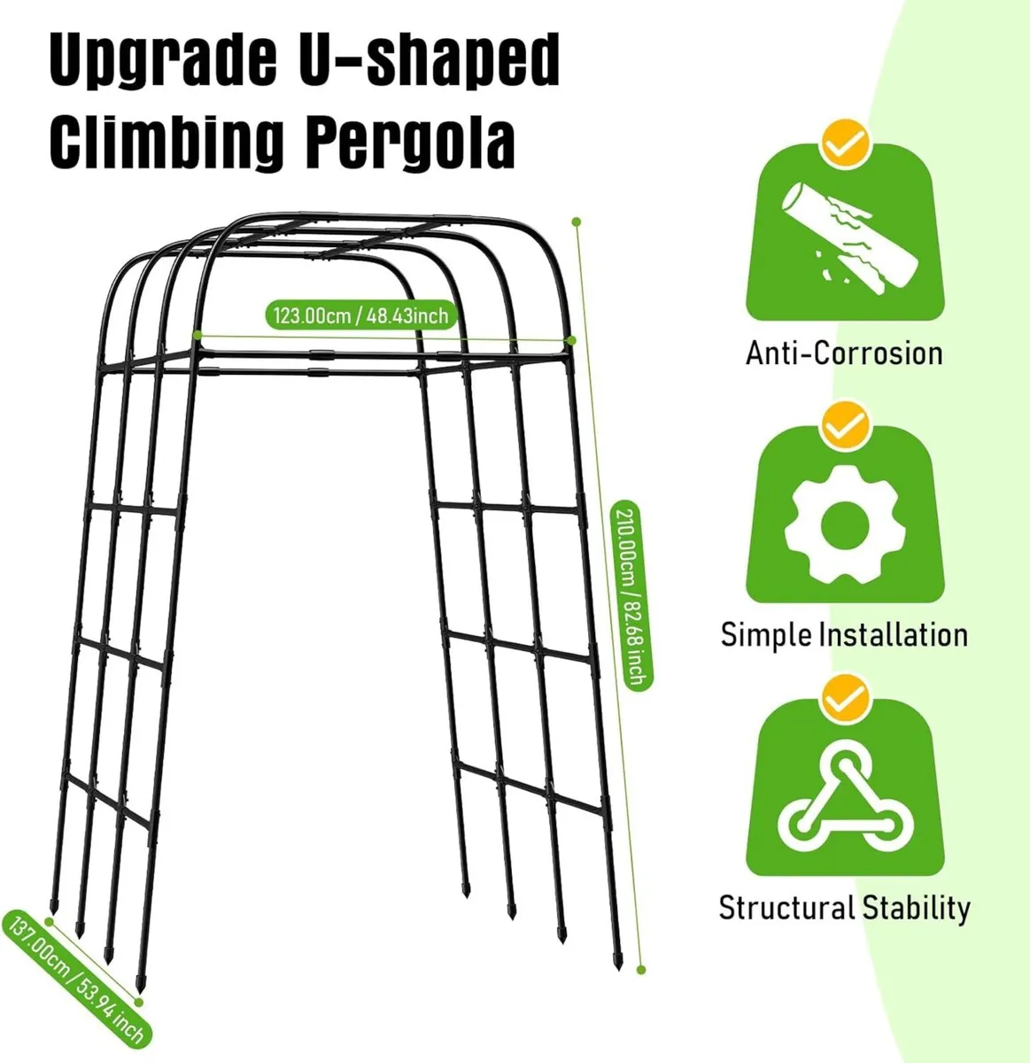 Garden Trellis Arch 210cm PP-Coated Stainless - Image 3