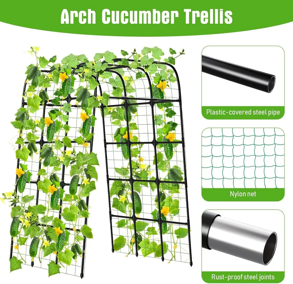 Garden Trellis Arch 210cm PP-Coated Stainless - Image 4