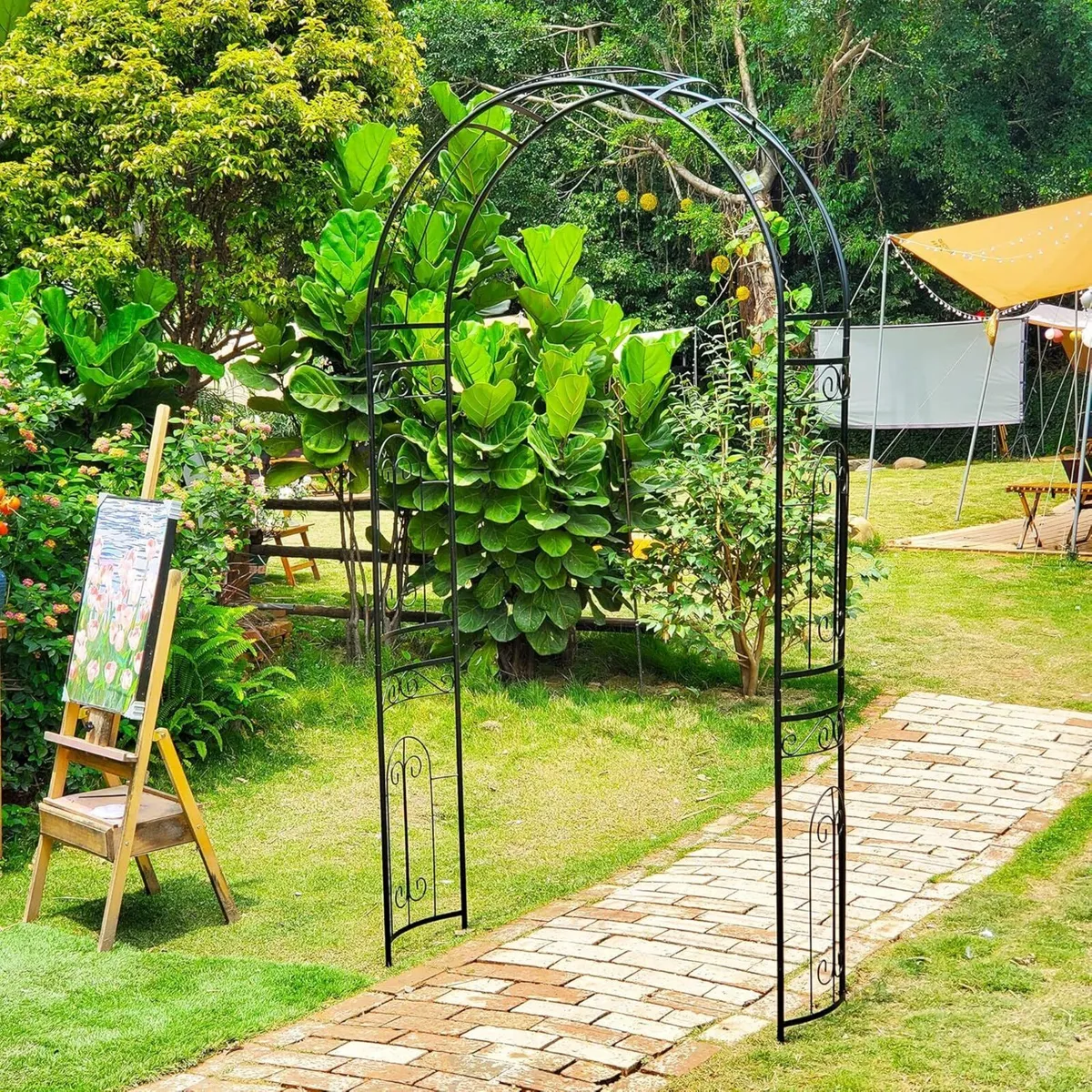Rose Arch Arbour 87H x 45W Iron Curved Archway - Image 2