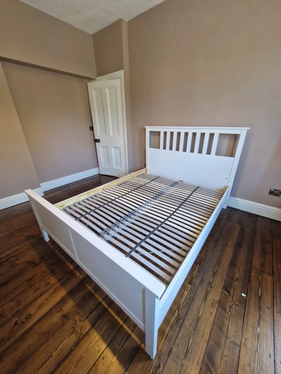 Bed Frame, King Size (5 ft), White, IKEA Hemnes - Image 1
