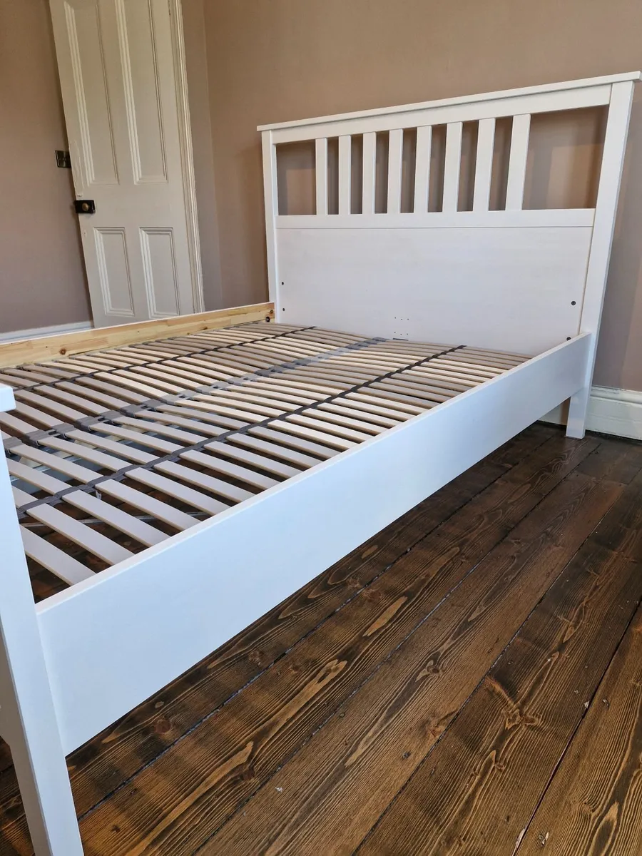 Bed Frame, King Size (5 ft), White, IKEA Hemnes - Image 2