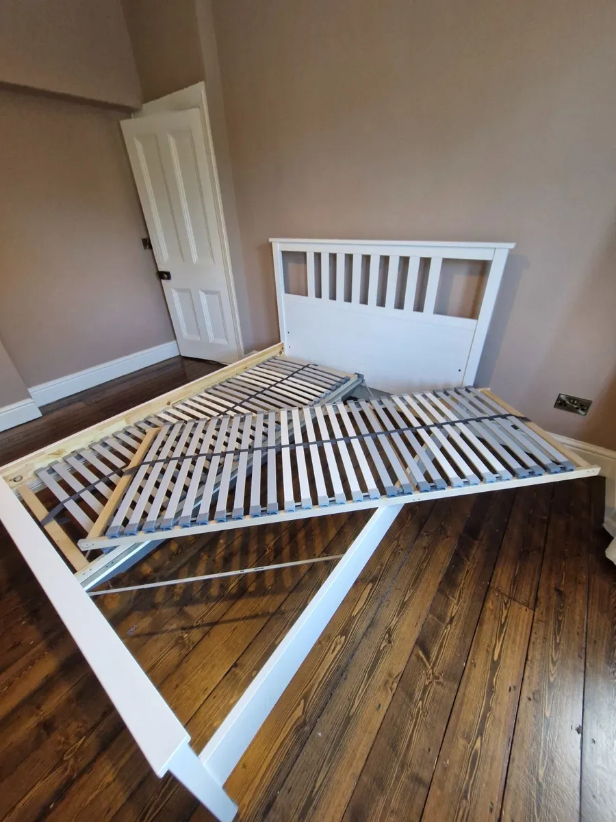 Bed Frame, King Size (5 ft), White, IKEA Hemnes - Image 3