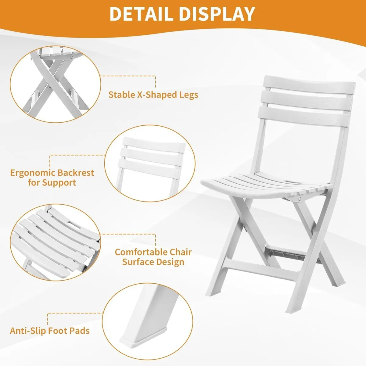 Plastic Folding Bistro Set 3 Piece Patio Portable - Image 4