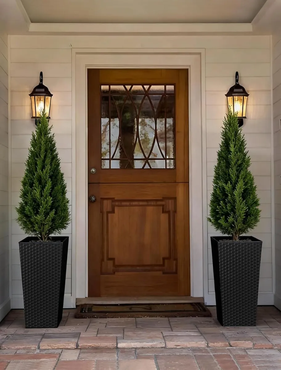 Tall Plant Pots Outdoor: 55cm Black Metal Garden - Image 4