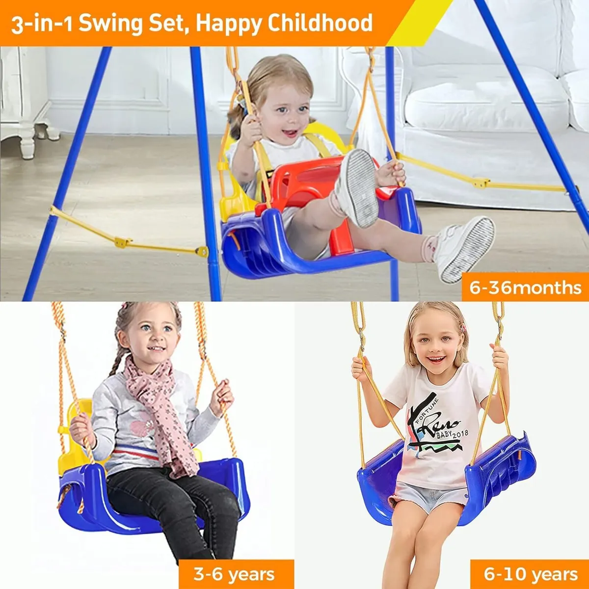 3-in-1 Swing Set for Toddler with 4 Sandbags - Image 4