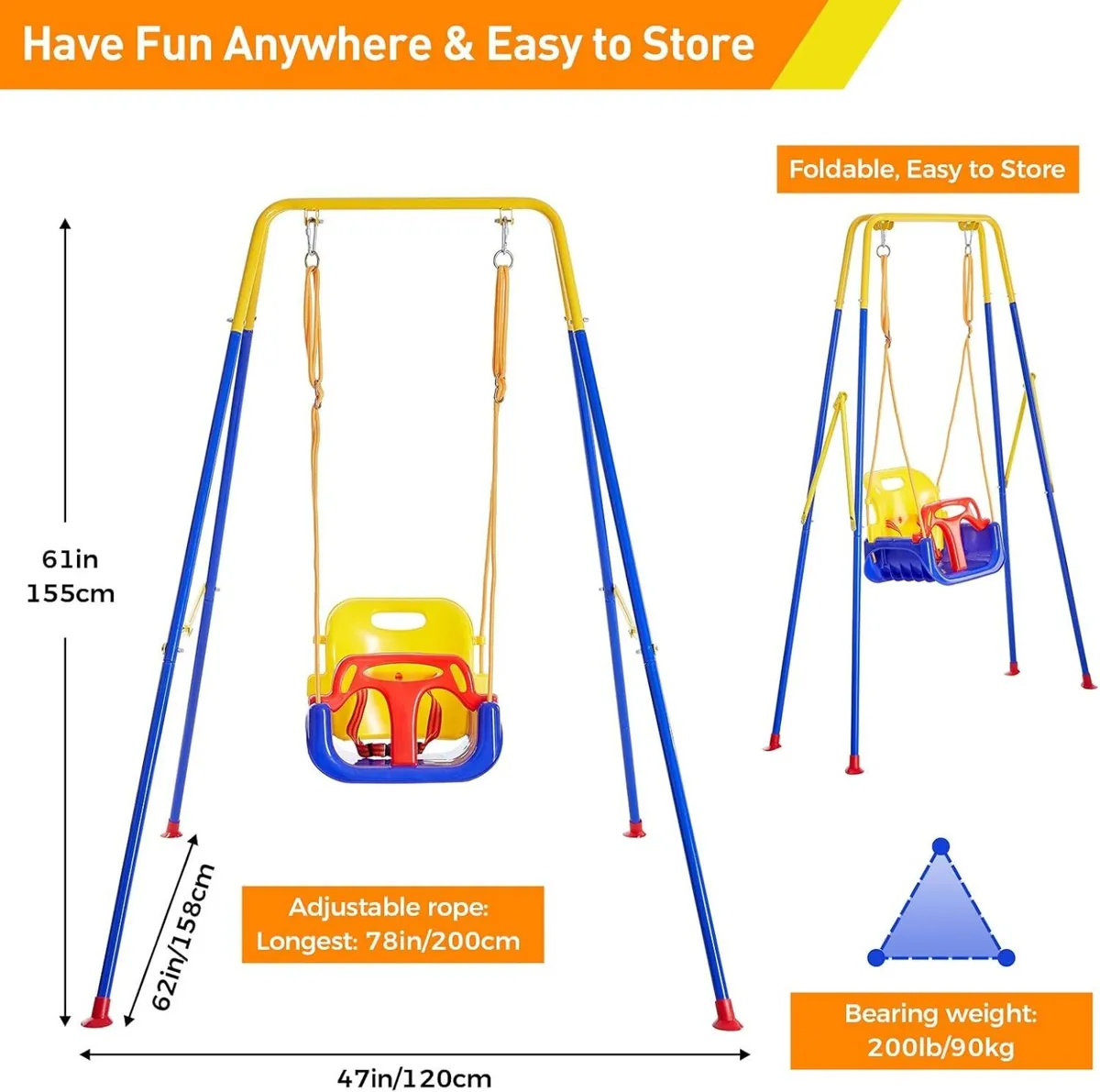 3-in-1 Swing Set for Toddler with 4 Sandbags - Image 2