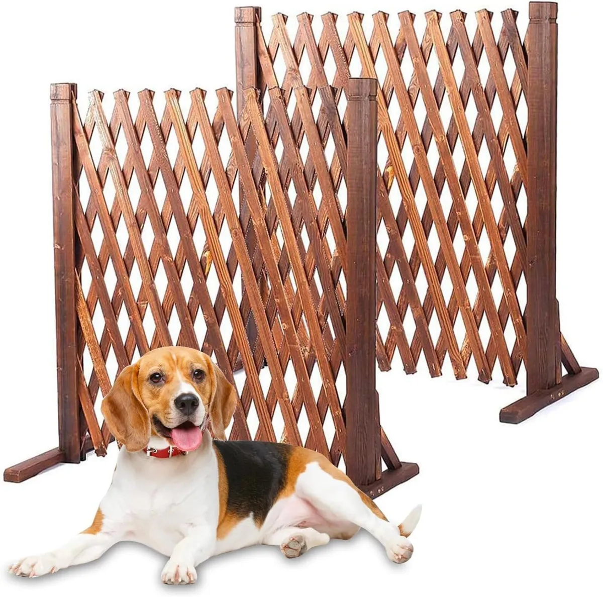 Expanding Fence Panels Pair Wooden Trellis - Image 1