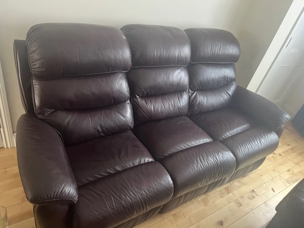 Leather recliner couch sofa - Image 1