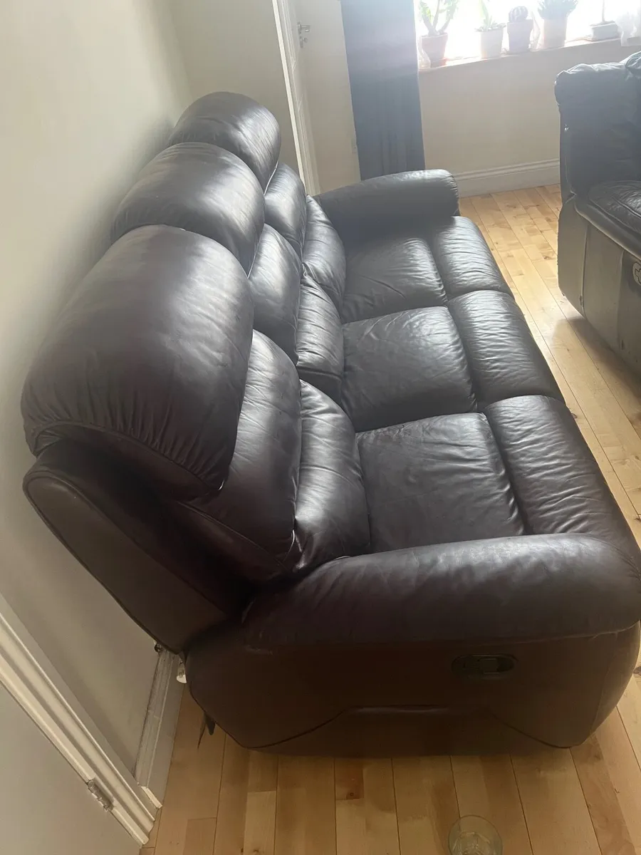 Leather recliner couch sofa - Image 2
