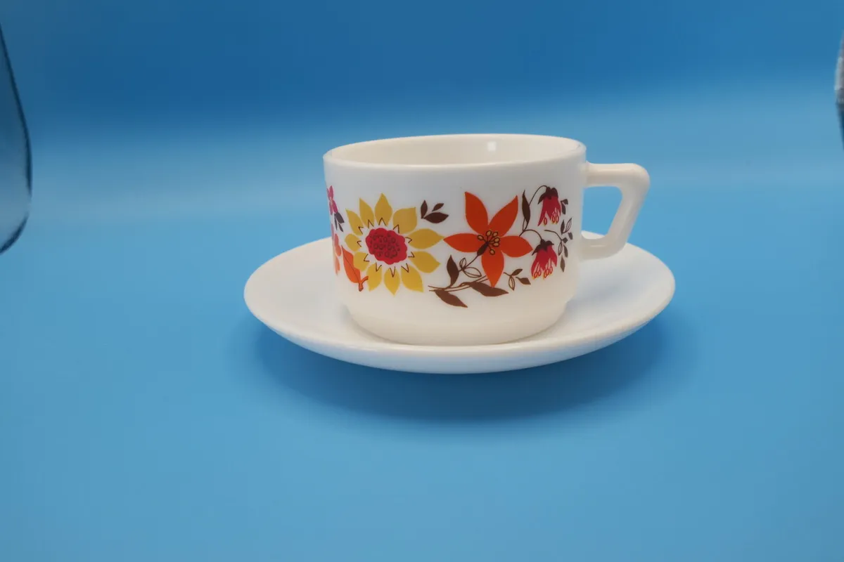 Vintage Arcopal Floral Tea Cup & Sauce - Image 1