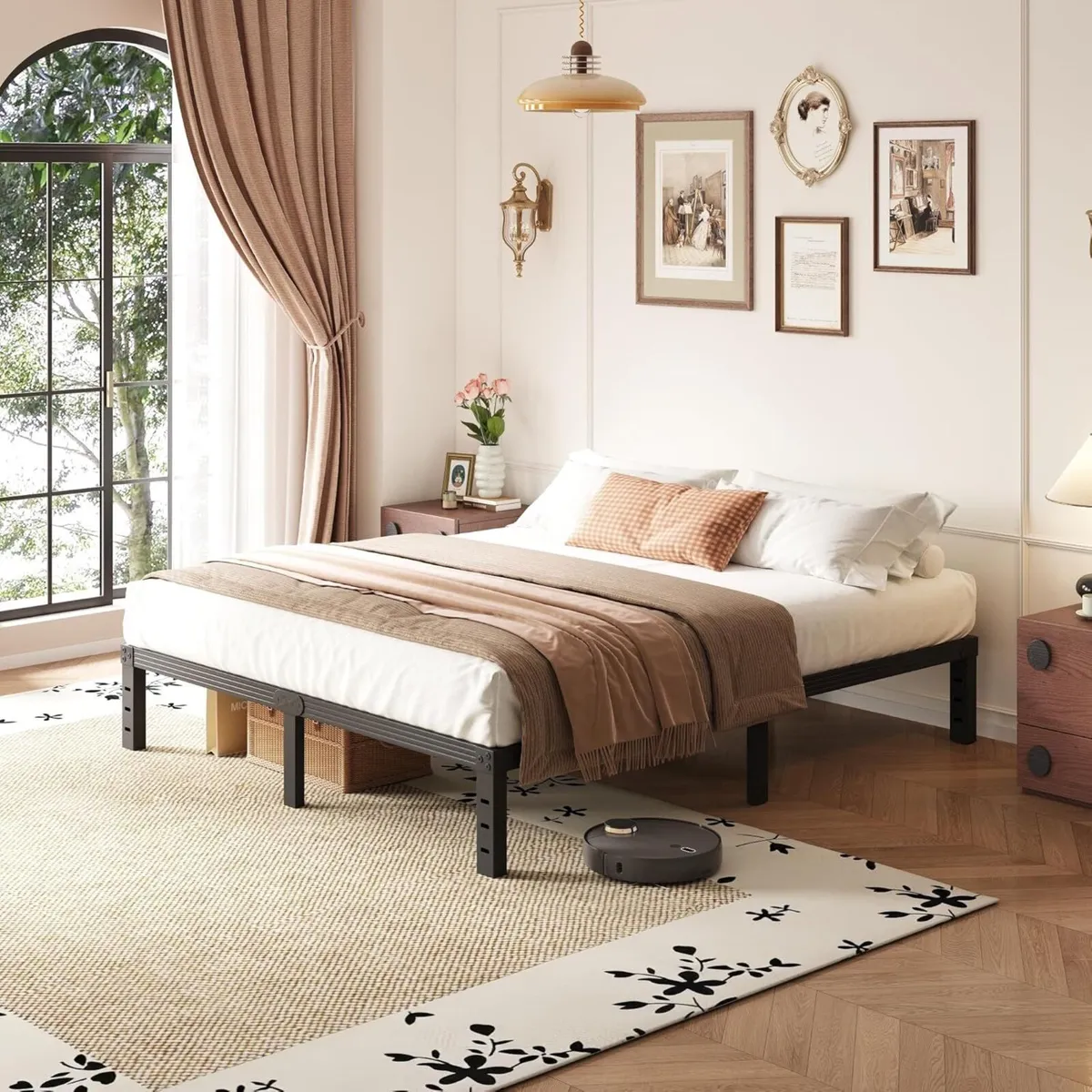 Metal Double Bed Frame - Platform Frames with - Image 1