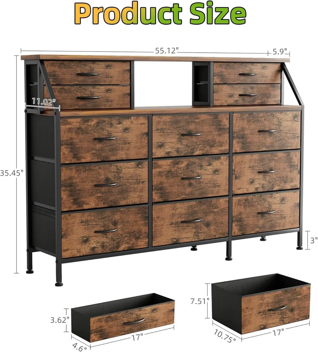Dresser for Bedroom with 13 Drawers 55” Wide - Image 3