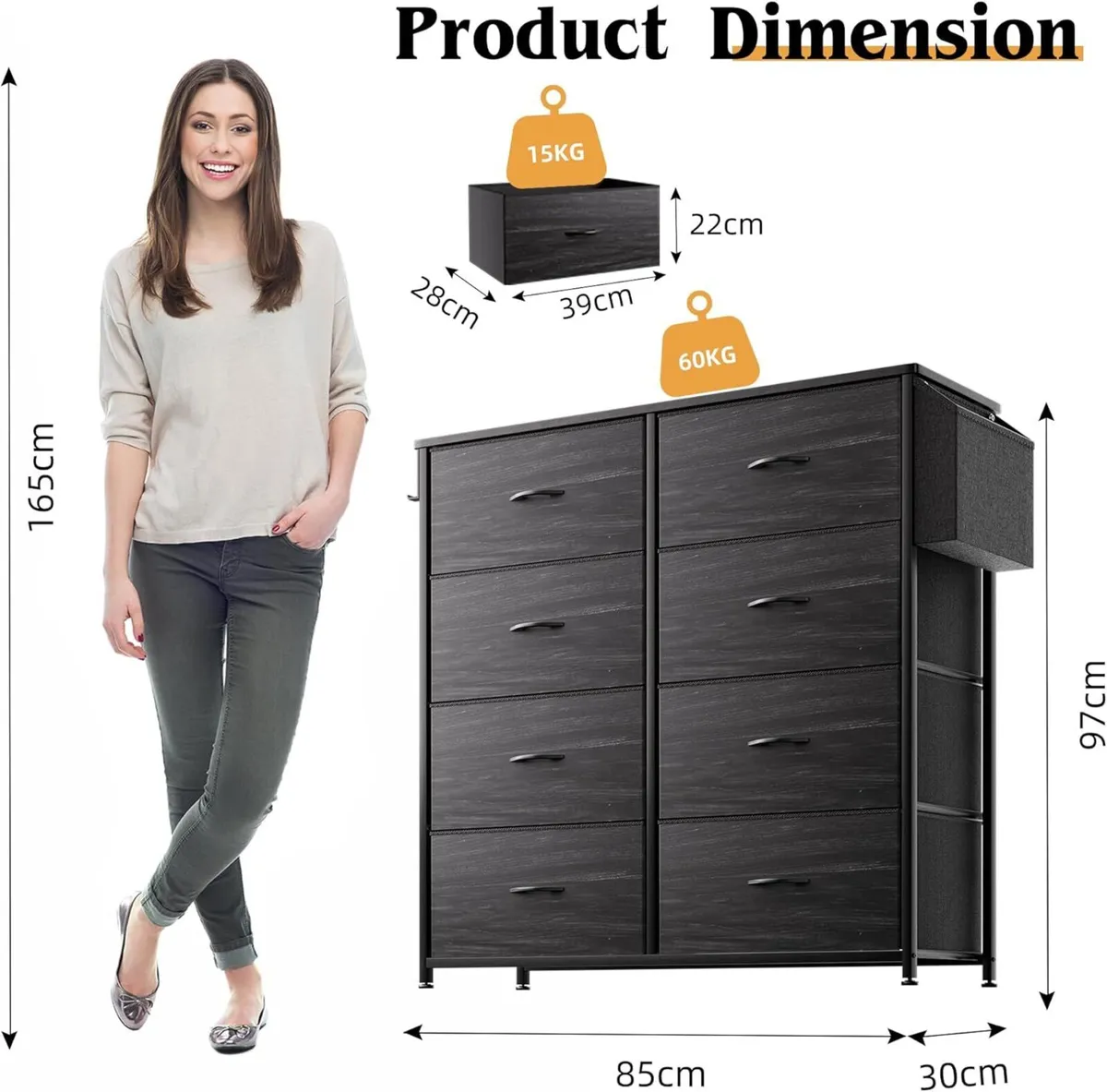 Fabric Chest of Drawers - Canvas Storage Unit - Image 3