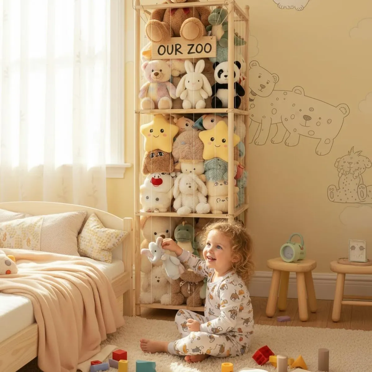 Wooden Stuffed Animal Storage 3 Tier Soft Toy - Image 2