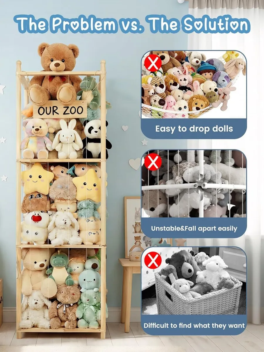 Wooden Stuffed Animal Storage 3 Tier Soft Toy - Image 4
