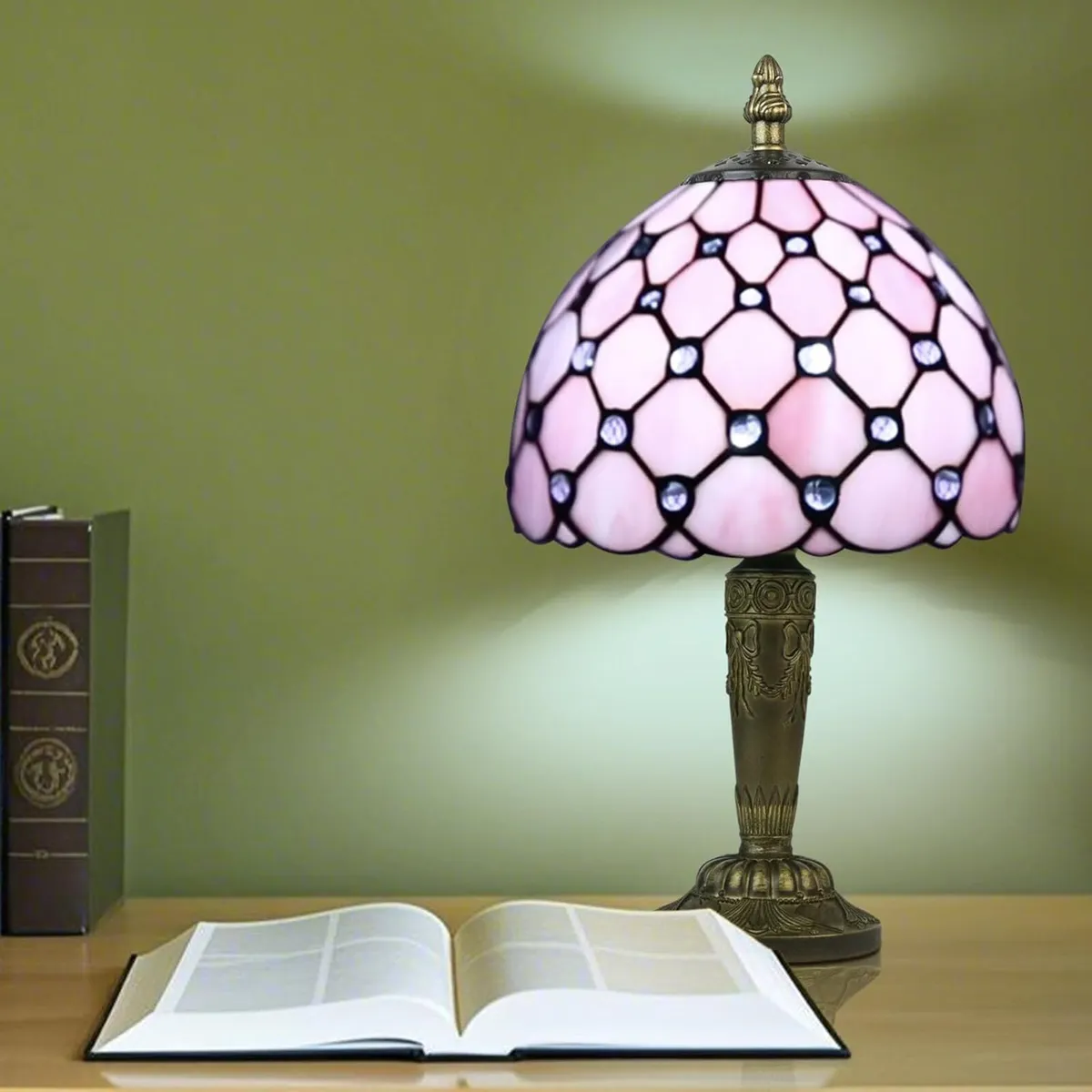 Small Tiffany Style Table Lamp 3 Color Temperature - Image 3