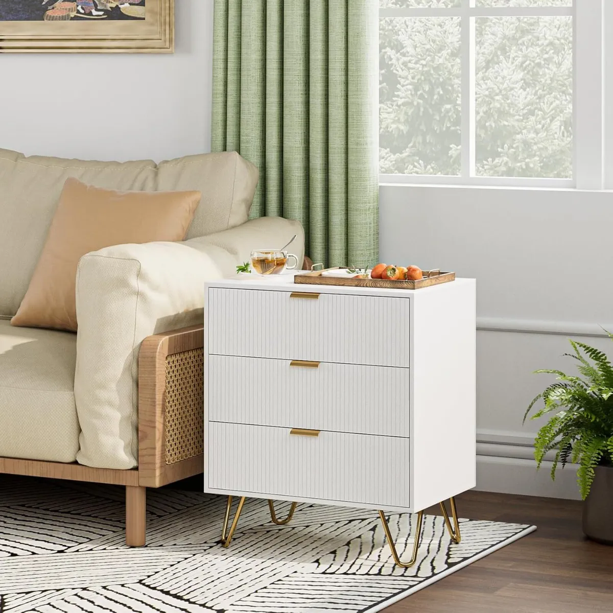 Bedside Table with 3 Drawers Chest of Bedroom - Image 4