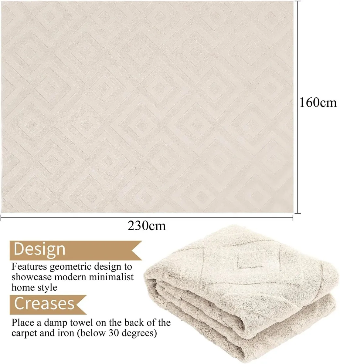 Washable Rugs Living Room 160x230 cm Large Soft - Image 2