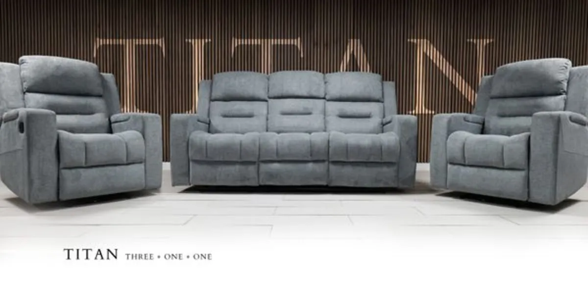 3+1+1 Leather & Fabric Recliner Sofa Sets - Image 3