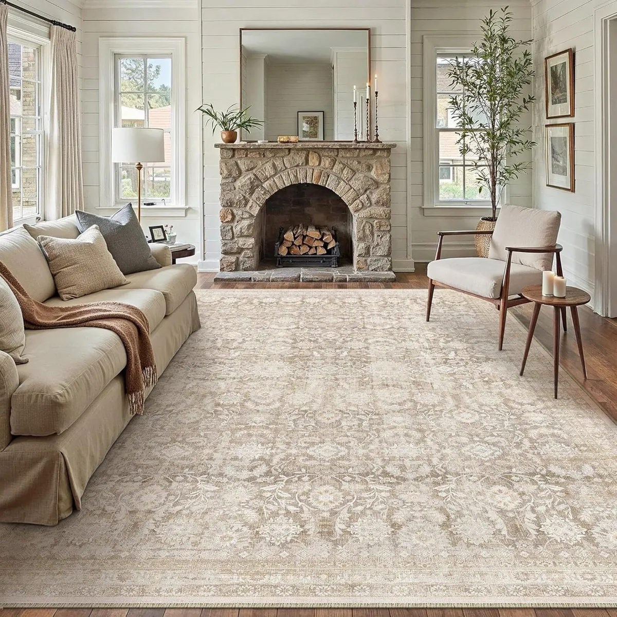 Beige Living Room Area Rug 240x300 cm Machine - Image 1