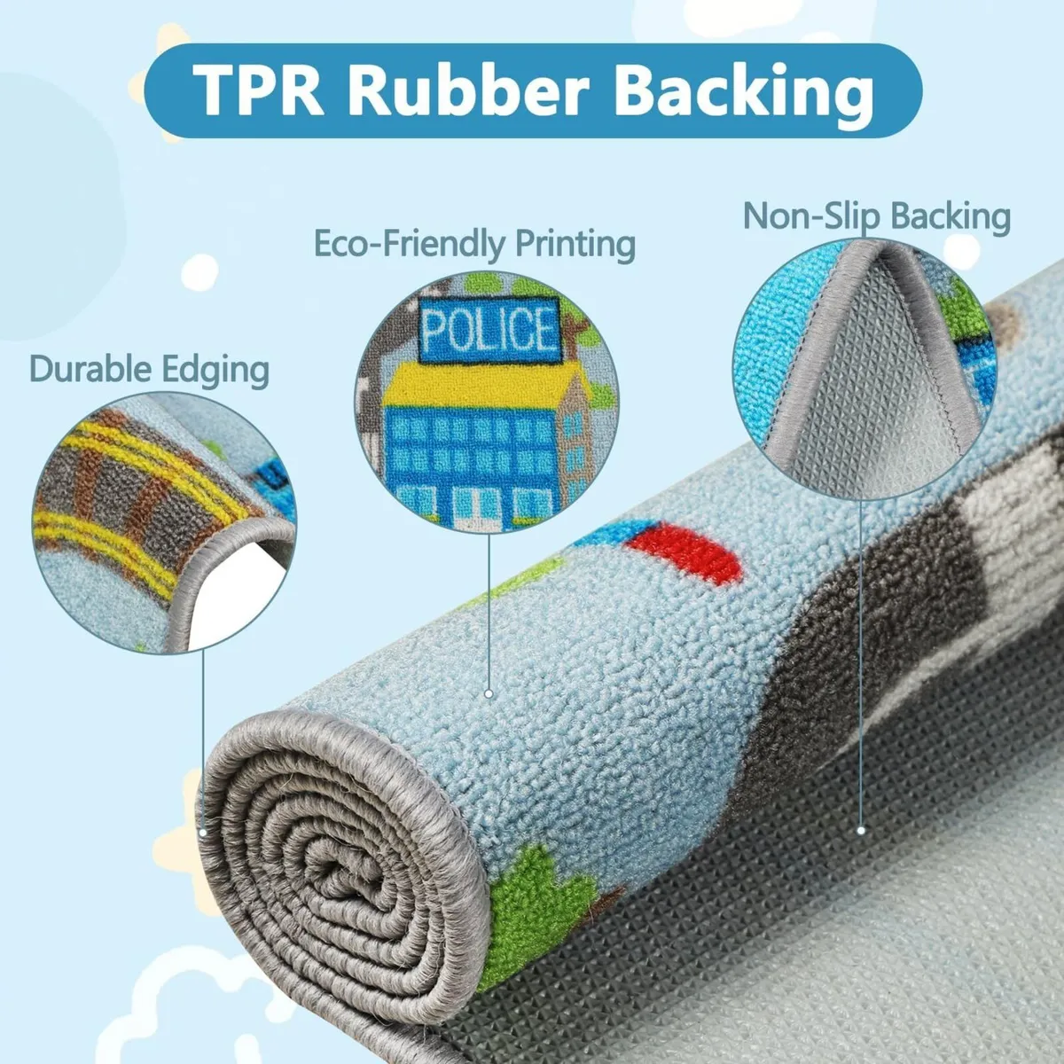 Kids Play Rug Town City Road Car Mat 200x300cm - Image 4