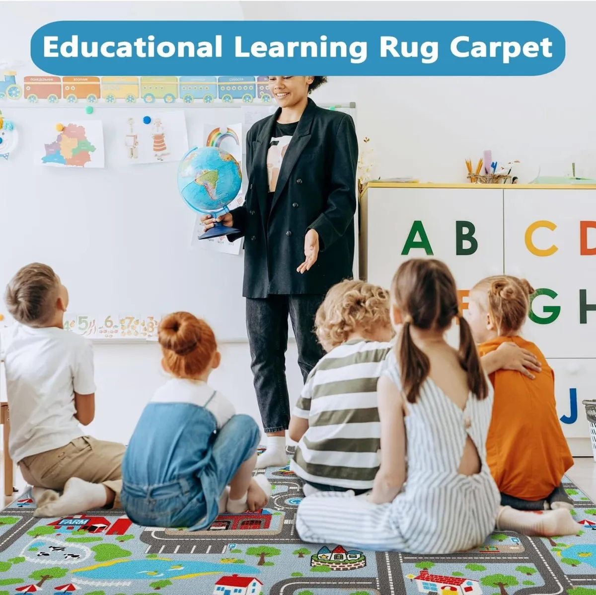 Kids Play Rug Town City Road Car Mat 200x300cm - Image 3