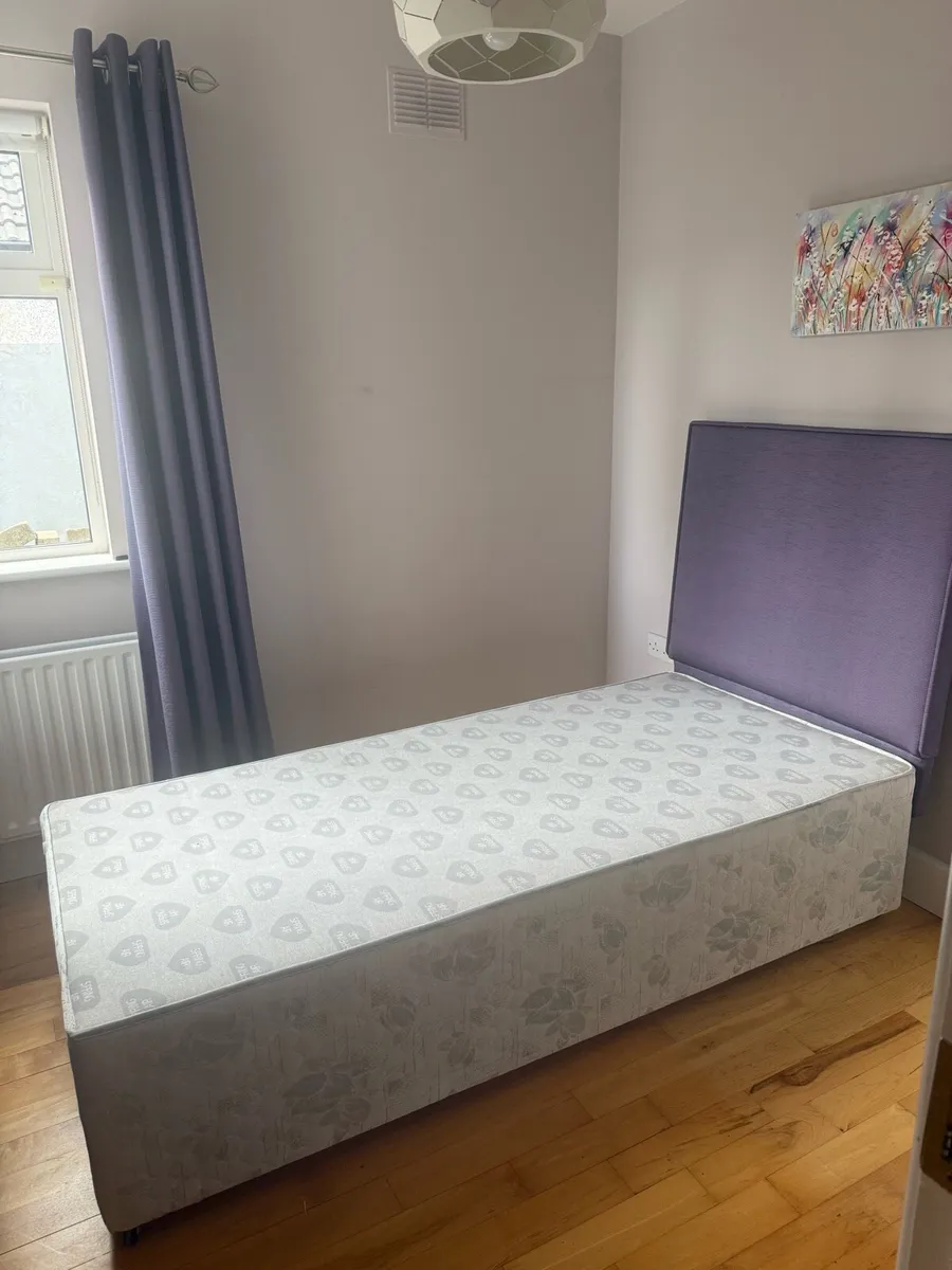 Single Mauve Headboard with mattress and base - Image 3