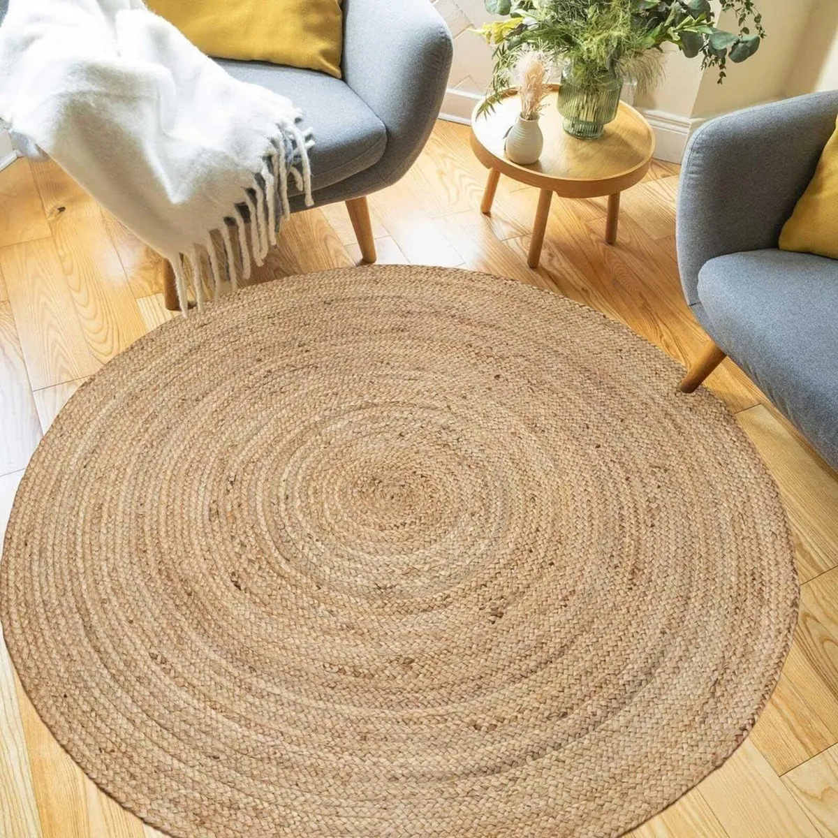 Round Braided Natural Sisal Brown Rustic Sustainab - Image 1