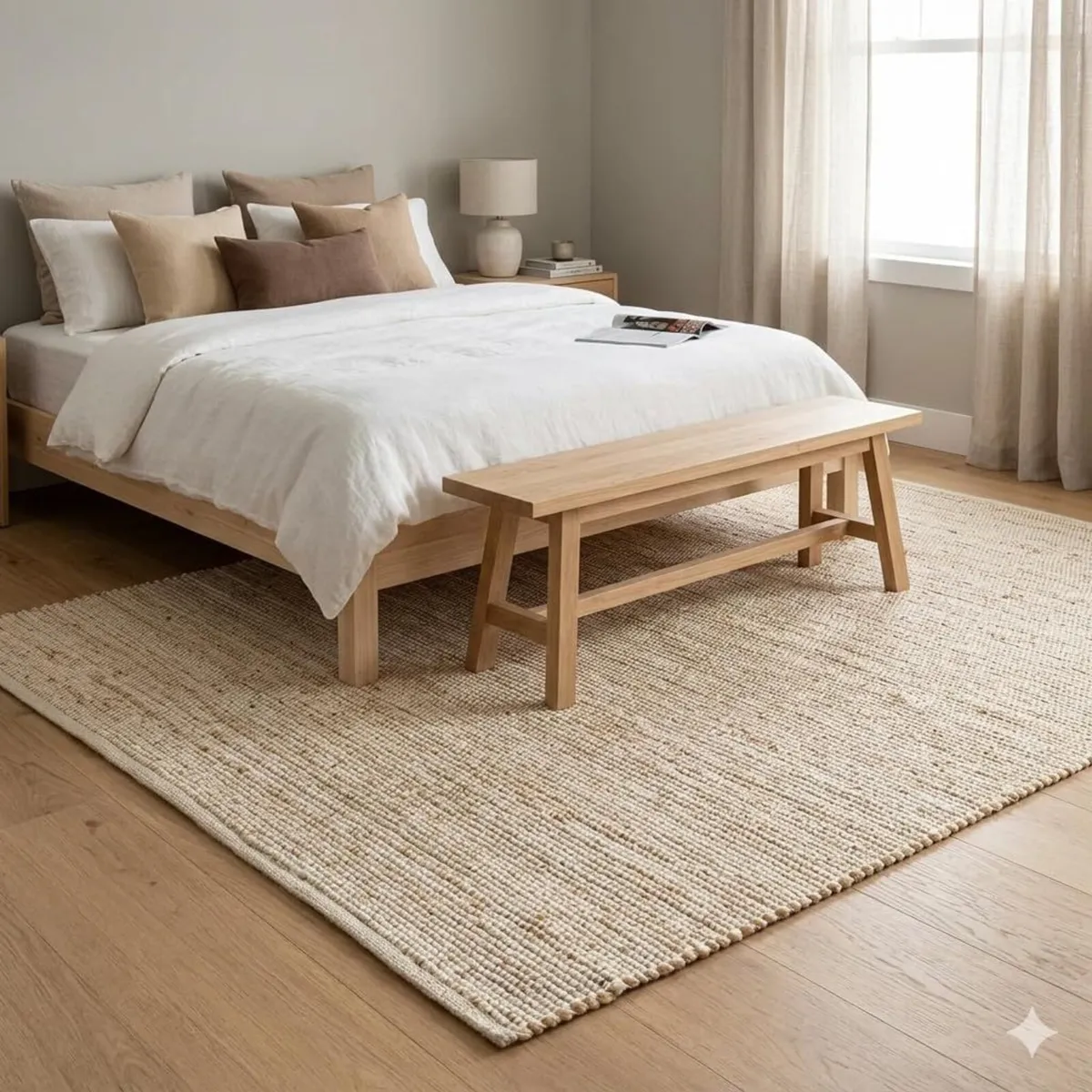 Handwoven Jute Cotton Rug Natural Farmhouse for - Image 1
