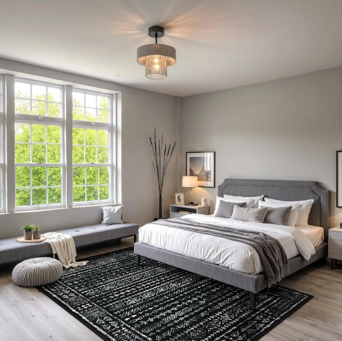 Boho Black and White 5x7 Area Rugs for Living - Image 3