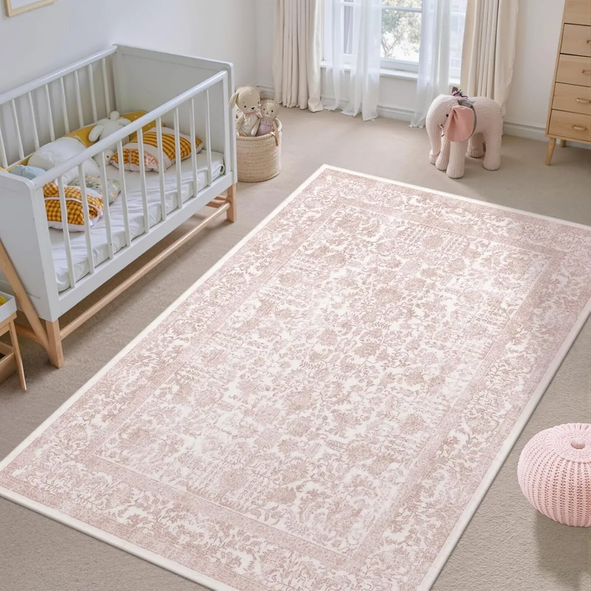 Vintage Pink Rugs Living Room Washable Non Slip - Image 4