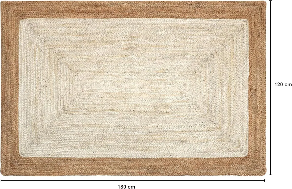 Jute Braided Rectangular Rug - Natural Fiber - Image 2