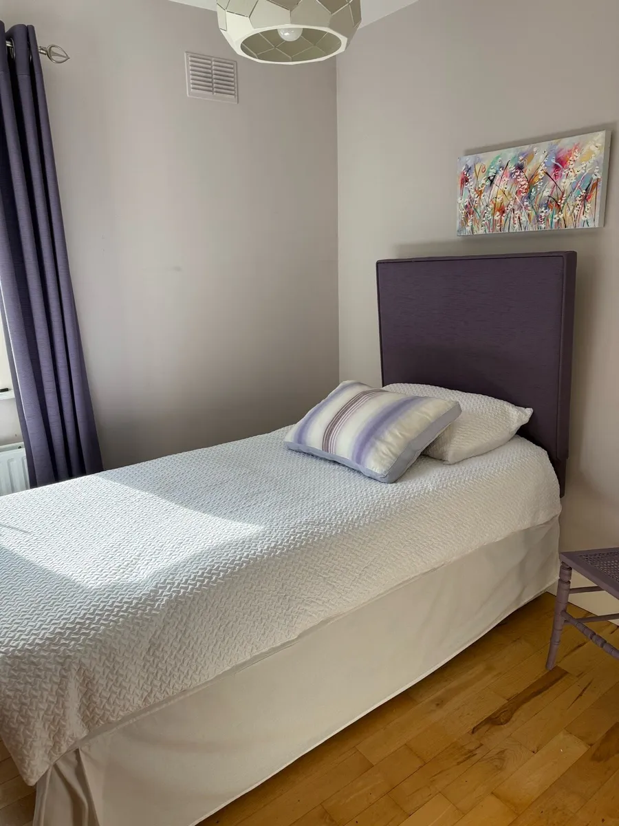 Single Mauve Headboard with mattress and base - Image 1