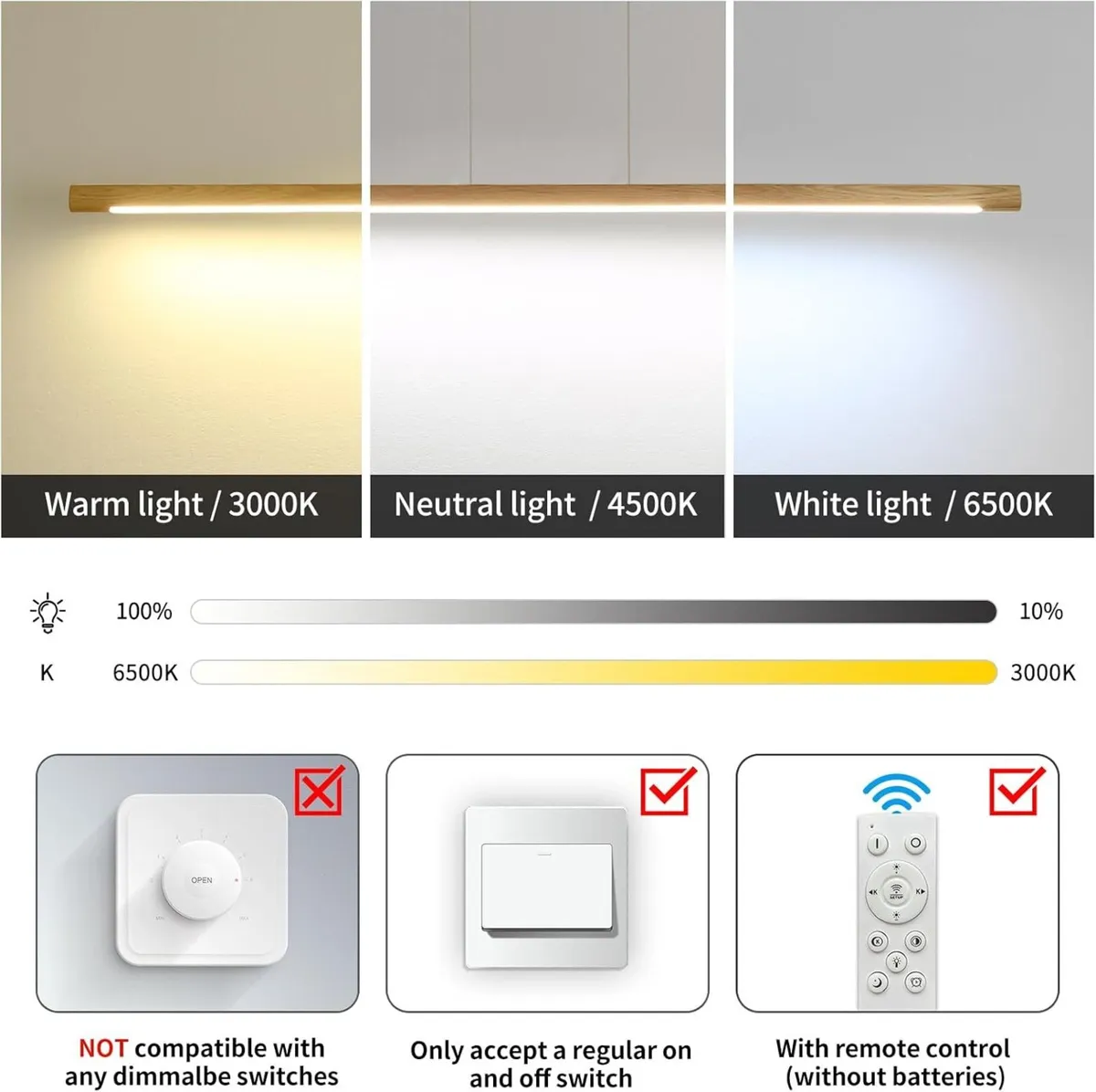 100cm Ash Wood Round Pendant Light Dining Table - Image 4