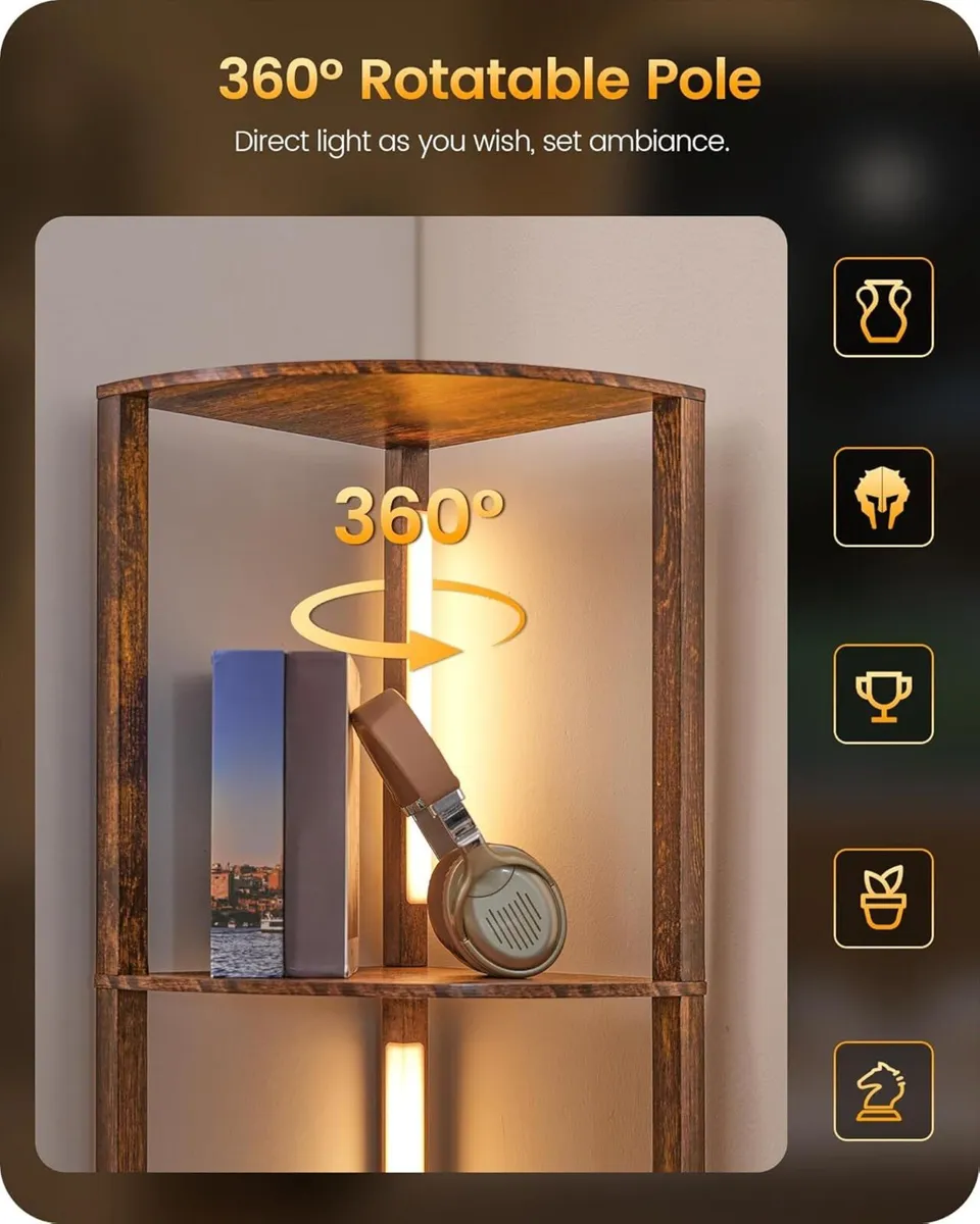 Floor Lamp with Shelves 4 Tier Wooden Standing - Image 4