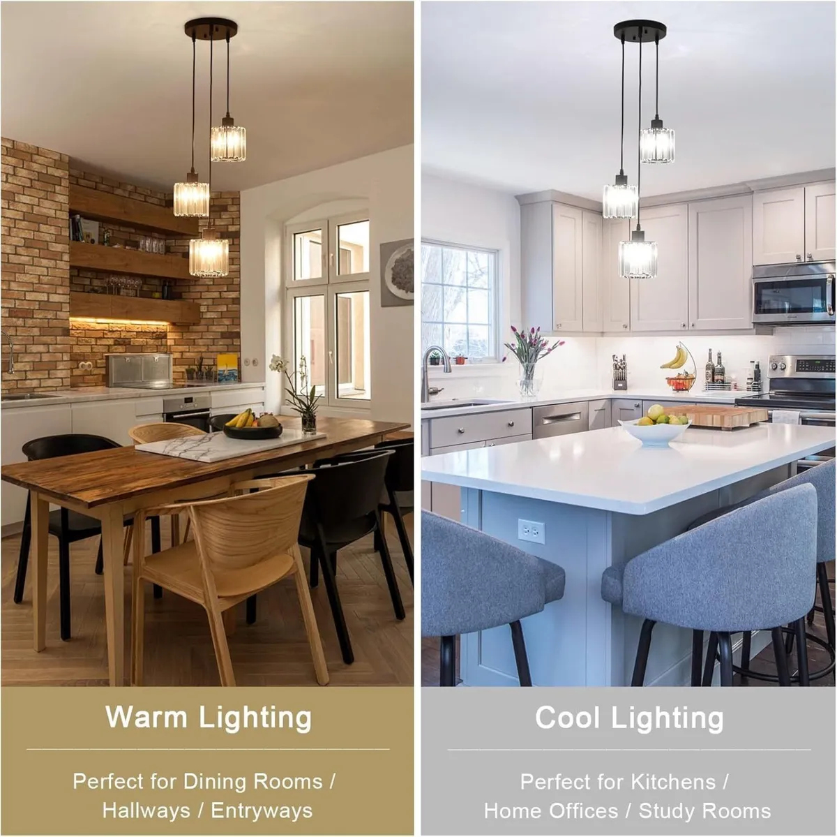 Black Chandelier Modern Crystal 3 Lights Pendant - Image 2