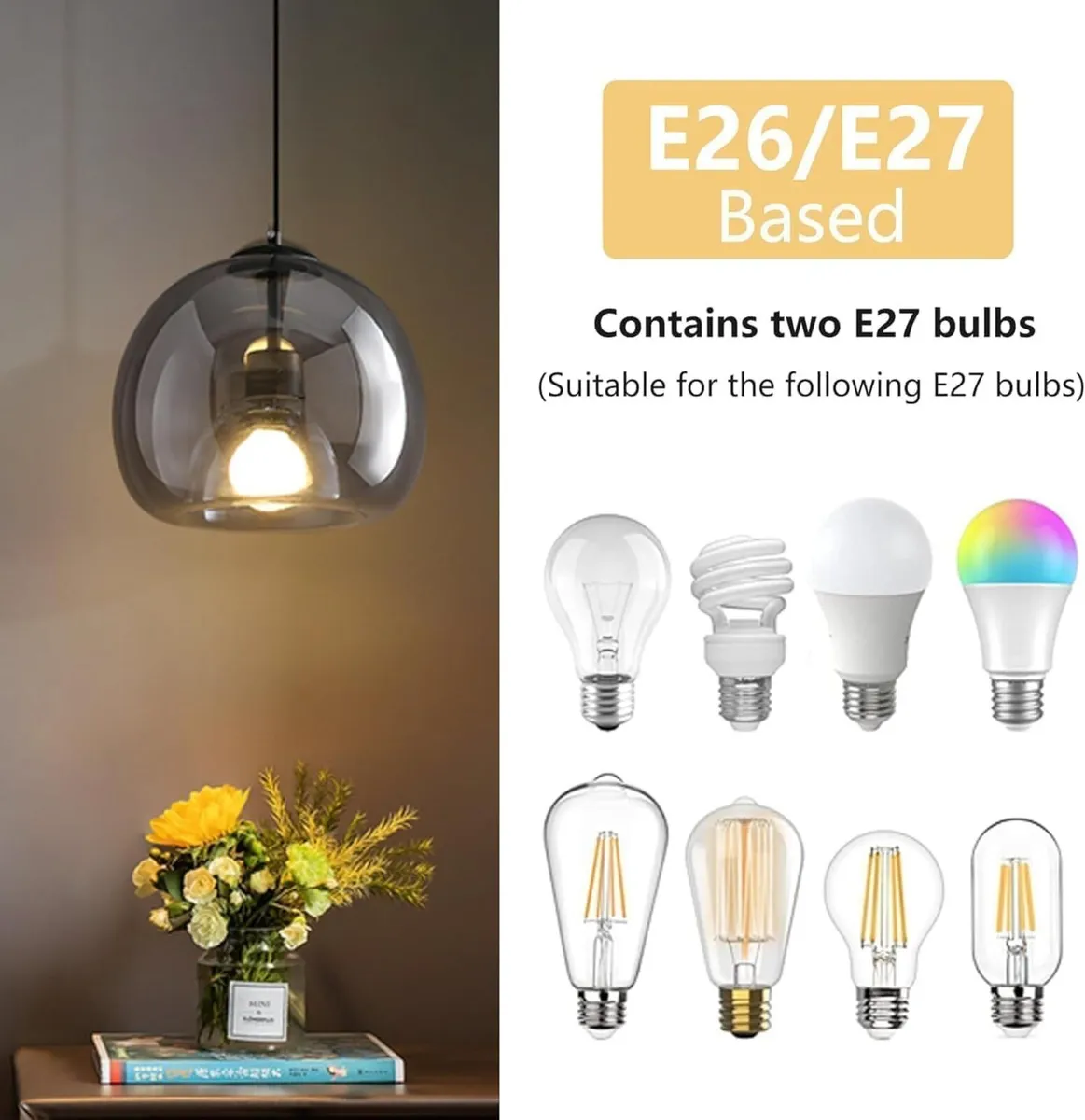 Glass Pendant Kitchen Island Light 2 Packs Smoke - Image 3