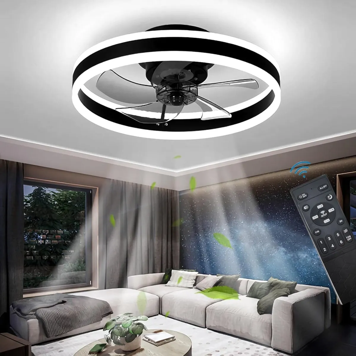 LED Ceiling Fan with Lights Reversible Remote 6 - Image 1